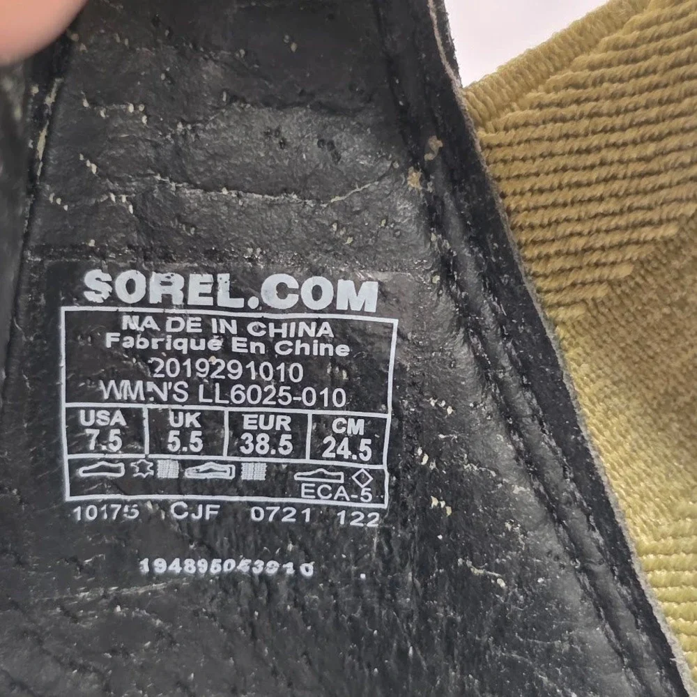 Sorel Women 7.5 Cameron Flatform Sandals Black Sage Cork LL6025-010